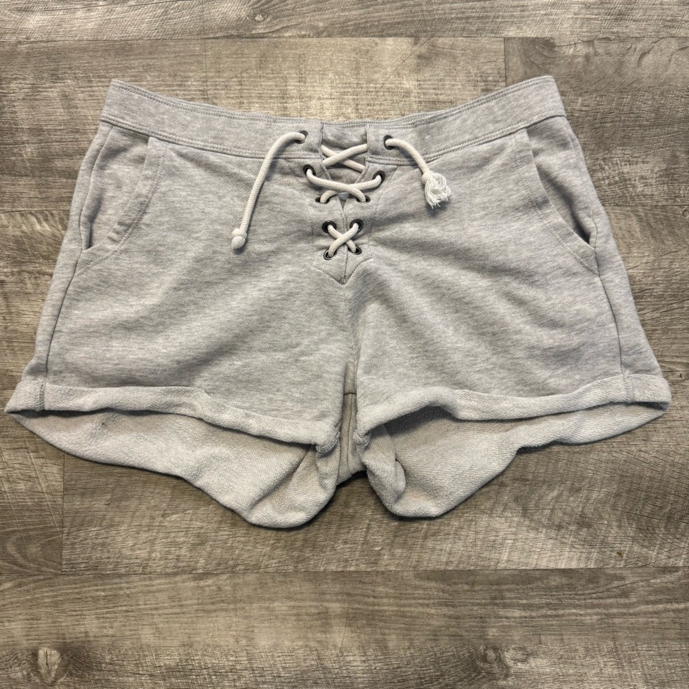 Aerie Lace Up Light Gray Lounge Roll Up Terry Cloth Shirts Women’s Sz. S (476)